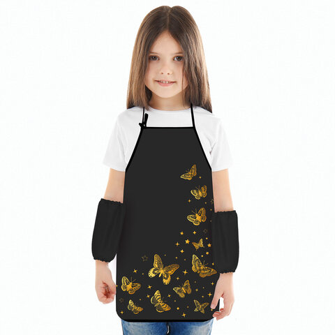 Фартук с нарукавниками для уроков труда ЮНЛАНДИЯ, регулировка по росту, 46х54 см, "Golden", 273635