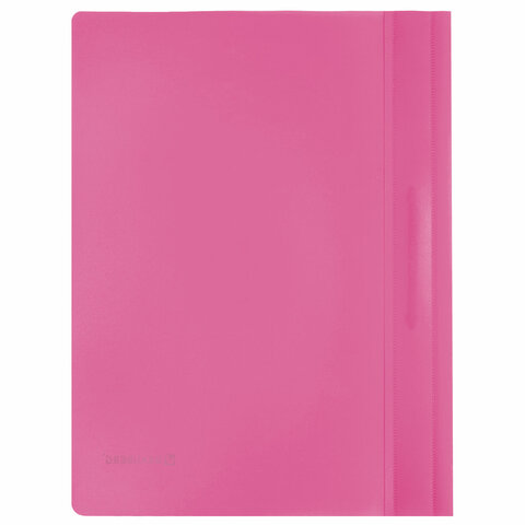 Скоросшиватель пластиковый BRAUBERG, А4, 130/180 мкм, розовый, 228672