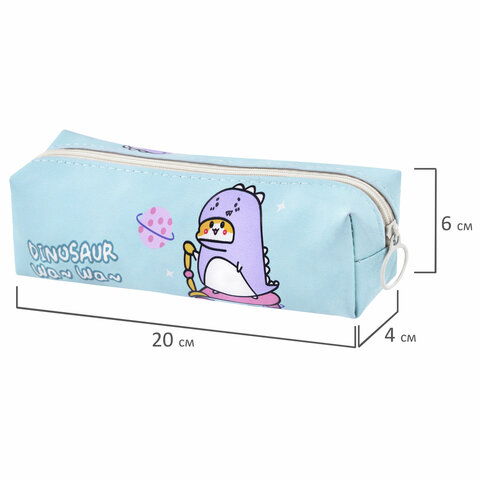 Пенал мягкий ПИФАГОР, 1 отделение, ПВХ, ассорти "Dinos", 20x6х4 см, 273823