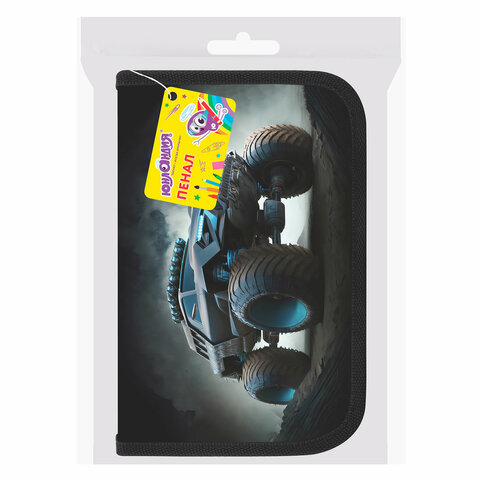 Пенал ЮНЛАНДИЯ, 1 отделение, картон с эффектом soft-touch, 19х11 см, "Space driver", 273494