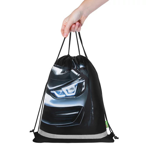 Мешок для обуви BRAUBERG KIDS, светоотражающая полоса, 46х36 см, "Dark car", 273439