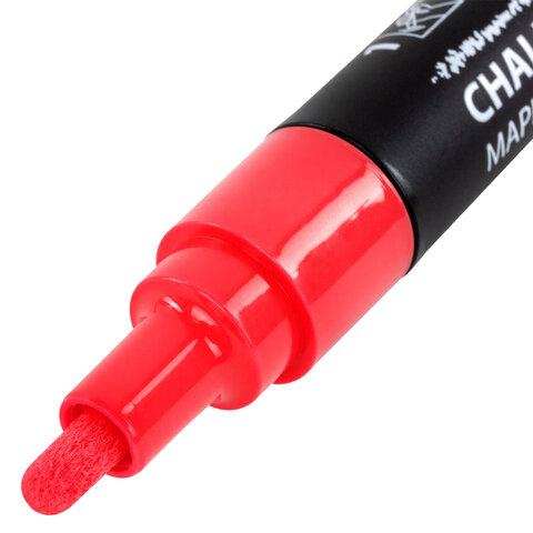 Маркер меловой CHALK LIQUID MARKER, КРАСНЫЙ, 3 мм, стираемый, BRAUBERG "CHALK", 152589