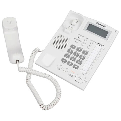 Телефон PANASONIC KX-TS2388RUW, АОН, спикерфон, память 50 номеров в справочнике, тональный/импульсный режим, белый