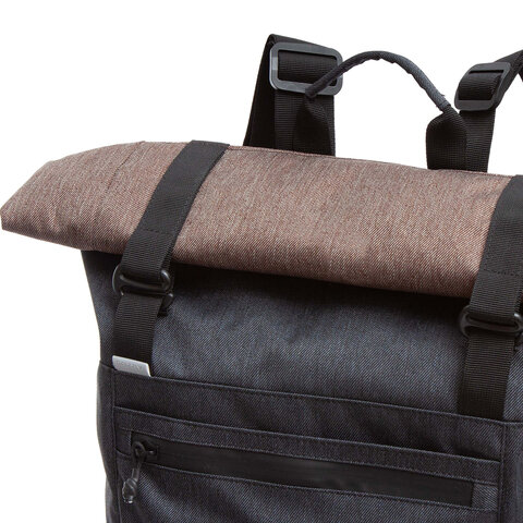 Рюкзак GRIZZLY, карман-антивор, с клапаном, трансформируемый объем, "ROLLTOP", 42х29х11 см, RQL-315-1/2