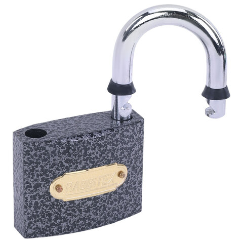 Замок навесной чугунный "Влагонепроницаемый", ширина 63 мм, полимерное покрытие, английский, 3 ключа, RABBITEX (РАББИТЕКС), 671298