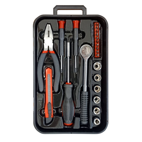 Набор инструментов универсальный, 22 предмета, пластиковый бокс, ГРАНДМАСТЕР, 671326
