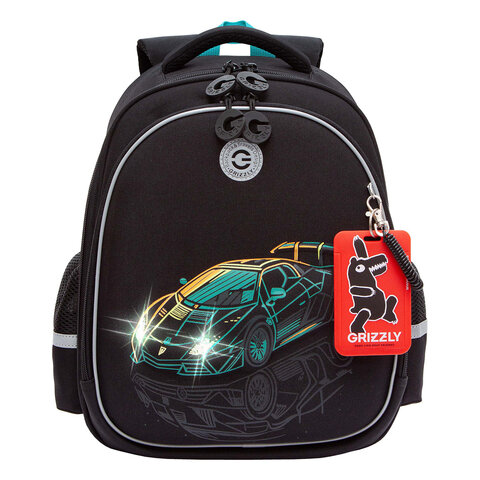 Ранец GRIZZLY анатомическая спинка, c бейджем, для мальчиков, "THE COOLEST", 36х28х20 см, RAz-587-9/1