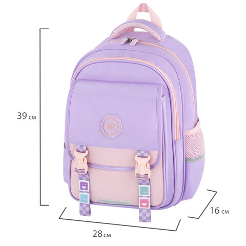 Рюкзак BRAUBERG SNAP, 2 отделения, 3 кармана, "Delicate lilac", 39х28х16 см, 272068