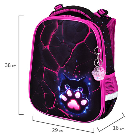 Ранец BRAUBERG PREMIUM, 2 отделения, с брелоком, "Pink lava", 38х29х16 см, 273097