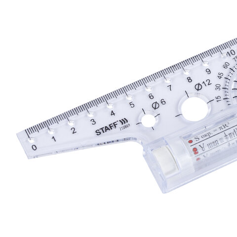 Линейка с роликом (рейсшина) 22 см, металлический ролик, картонная коробка, STAFF, 210869