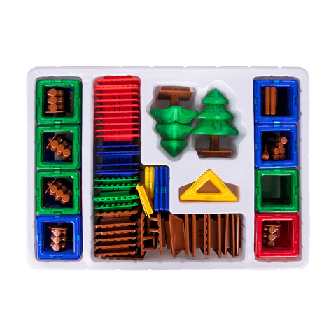 Магнитный конструктор MEGA MAGNETIC BUILD BLOCKS-129 "Построй дом", 129 деталей, BRAUBERG KIDS, 663850