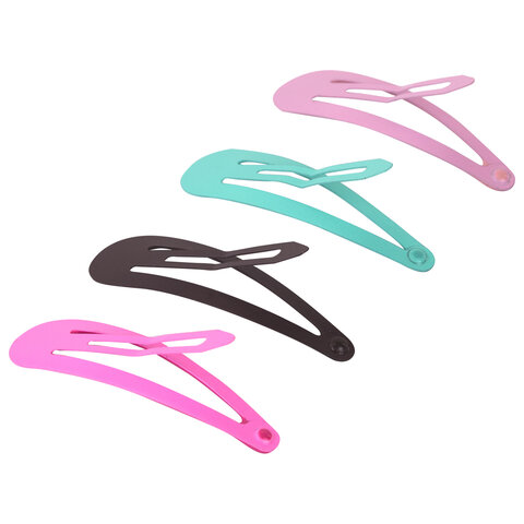 Заколки для волос НАБОР 8 шт., 5 см, клик-клак, soft touch, разные цвета, MONTE VITA (МОНТЕ ВИТА), 457092