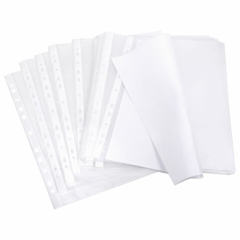 Папки-файлы перфорированные А4 BRAUBERG "STANDARD+", КОМПЛЕКТ 200 шт., гладкие, 45 мкм, 229663