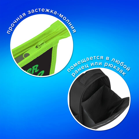 Папка для тетрадей ПИФАГОР А5, 1 отделение, пластик, на молнии, "Outer space", 273330