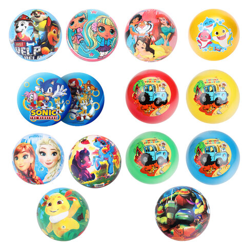 Мяч надувной полноцветный, лицензия, ПВХ, 23 см, АССОРТИ 10 видов, 665639