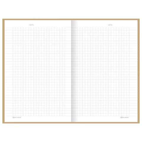 Блокнот А5 134х206 мм, 80 л., твёрдый, клетка, BRAUBERG "Minimal", бежевый, 116438