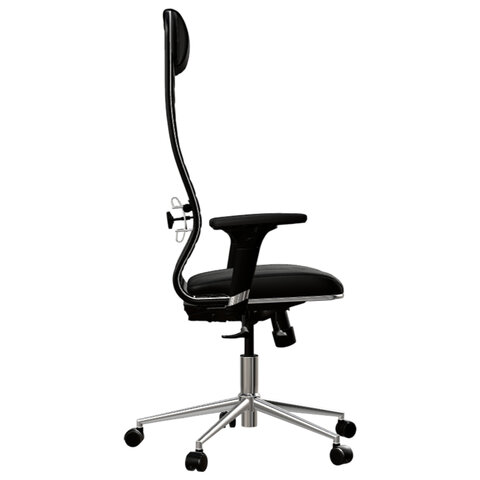 Кресло МЕТТА "ErgoLife" 10 B1-117D, хром, синхромеханизм, 2D-подлокотники, экокожа, черное