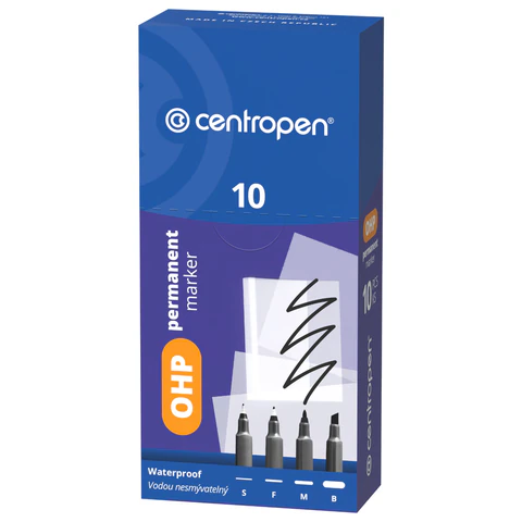 Маркер перманентный для любой гладкой поверхности ЧЕРНЫЙ CENTROPEN "OHP", 0,3 мм, 2634, 626340112