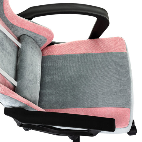 Кресло компьютерное BRABIX "Forcer GM-127", 2 подушки, ткань, розовое/серое, 533215