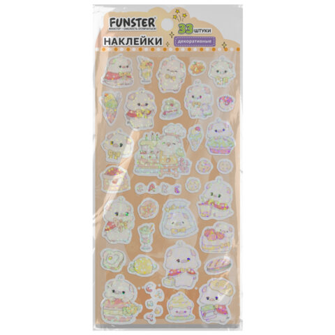 Наклейки декоративные "Веселый микс", 17,5х9 см, ассорти 6 видов, FUNSTER (ФАНСТЕР), 666094