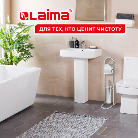 Ершик для унитаза СТОЙКА + держатель туалетной бумаги, нержавеющая сталь, зеркальный, LAIMA, 609079