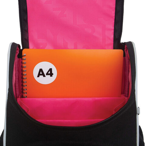 Ранец GRIZZLY анатомическая спинка, с мешком для обуви, для девочек, STARS, 33х25х13 см, RAm-484-7/1