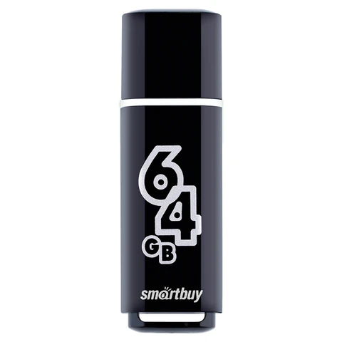 Флеш-диск 64 GB, SMARTBUY Glossy, USB 2.0, черный, SB64GBGS-K