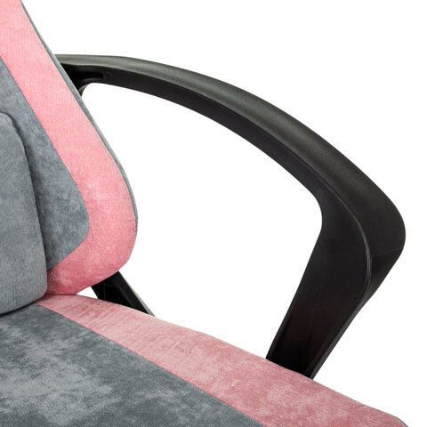 Кресло компьютерное BRABIX "Forcer GM-127", 2 подушки, ткань, розовое/серое, 533215