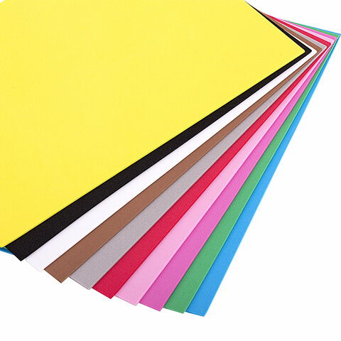 Пористая резина/фоамиран А4, 2 мм, НАБОР №2, 10 листов, 10 цветов, яркие цвета, ОСТРОВ СОКРОВИЩ, 660074