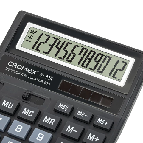 Калькулятор настольный CROMEX (КРОМЕКС) 888 (185x145 мм), 12 разрядов, ЧЕРНЫЙ, 271728