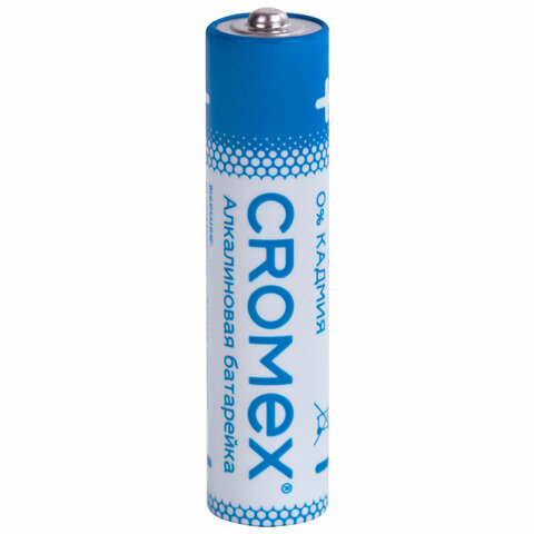 Батарейки алкалиновые "мизинчиковые" КОМПЛЕКТ 4 шт., CROMEX (КРОМЕКС) Alkaline, AAA (LR03, 24А), блистер, 457131