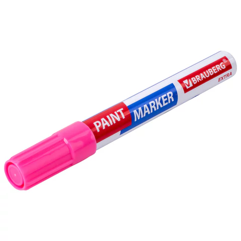 Маркер-краска лаковый EXTRA (paint marker) 4 мм, РОЗОВЫЙ, УСИЛЕННАЯ НИТРО-ОСНОВА, BRAUBERG, 151986