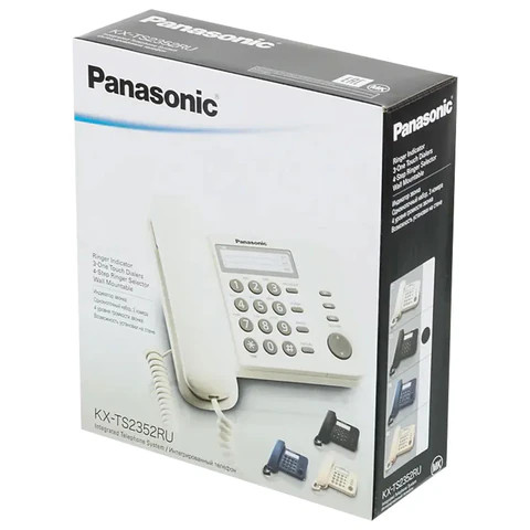 Телефон PANASONIC KX-TS2352RUB, черный, память 3 номера, повторный набор, тональный / импульсный режим, индикатор вызова