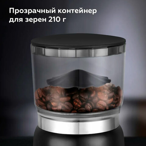 Кофемолка BQ (БИ-КЬЮ) CG2001, мощность 120 Вт, вместимость 210 г, 20 степеней помола, черная, 86199010