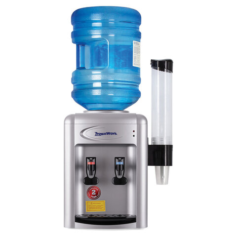 Кулер для воды AQUA WORK 0.7-TDR, настольный, НАГРЕВ/ЭЛЕКТРОННОЕ ОХЛАЖДЕНИЕ, 2 крана, серебро, 24762