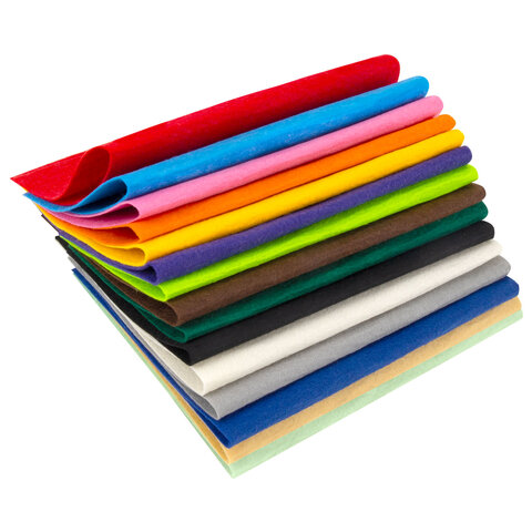 Фетр жесткий А4, 1 мм, 15 листов, 15 цветов, плотность 160 г/м2, ОСТРОВ СОКРОВИЩ, 665668