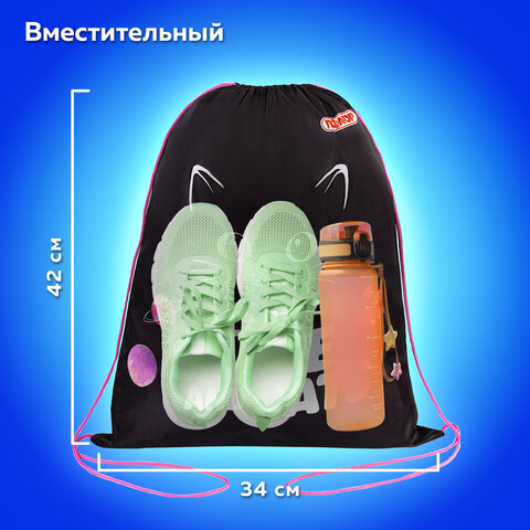 Мешок для обуви ПИФАГОР, 1 отделение, 42х34 см, "Dark kitten", 273419