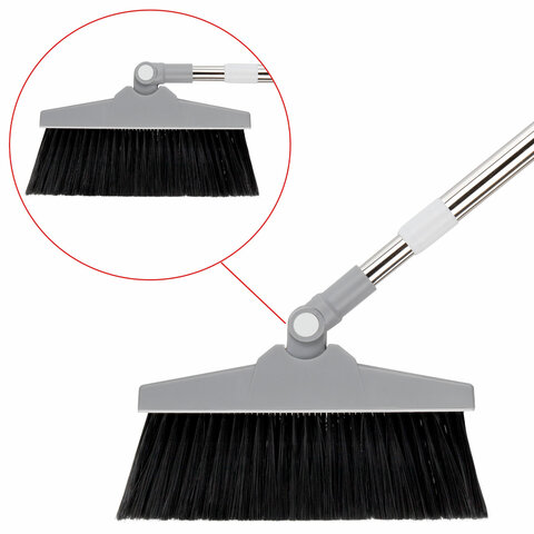 Совок для мусора + щётка на телескопических рукоятках 59-93 см, бело-серый, LAIMA, 608952