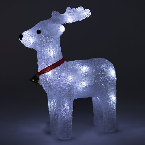 Фигурка LED в форме "Оленя", 27 см, 24 LED, холодный белый, на батарейках, ЗОЛОТАЯ СКАЗКА, 592560