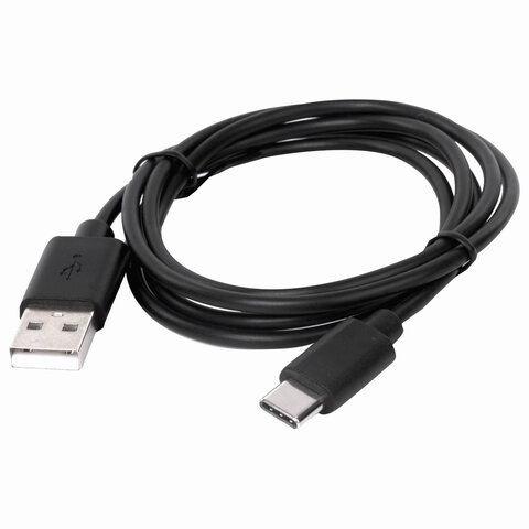 Кабель USB 2.0 – Type-C, 1 м, SONNEN, медь, для передачи данных и зарядки, черный, 513117