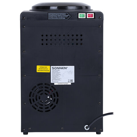 Кулер для воды SONNEN TSE-03BP, настольный, НАГРЕВ/ОХЛАЖДЕНИЕ ЭЛЕКТРОННОЕ, 3 крана, антрацит, 455752