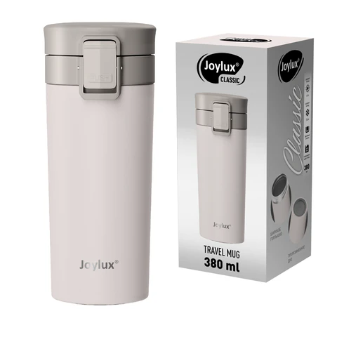Термокружка 380 мл JOYLUX (ДЖОЙЛЮКС) CLASSIC, нержавеющая сталь SUS304, белый матовый, 700271