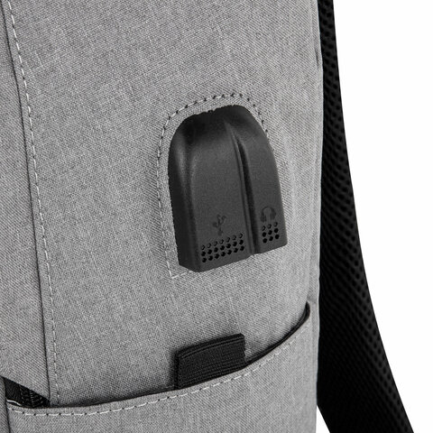 Рюкзак HEIKKI ACTIVE (ХЕЙКИ) универсальный, отделение для ноутбука, USB-порт, серый, 44х31х14 см, 272561