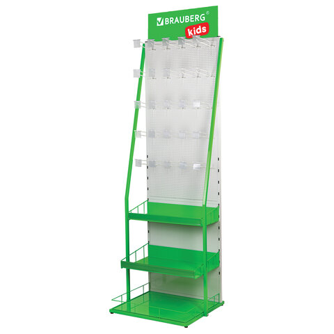 Стойка для размещения товара напольная BRAUBERG KIDS, 205x60x50 см, 25 крючков, 3 полки, 506321
