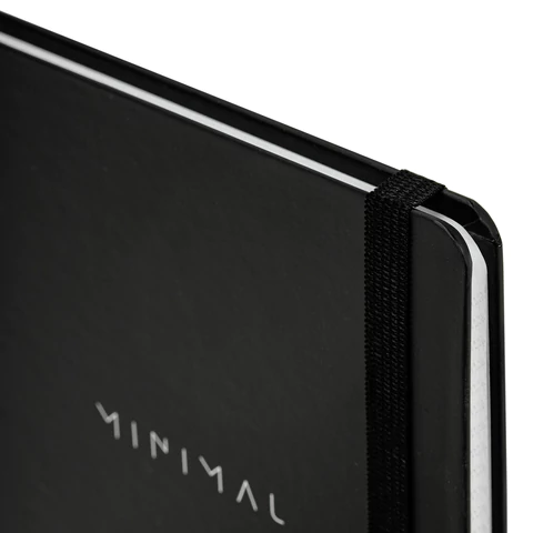 Блокнот с резинкой в клетку 96 л., А5, 145х203 мм, твердая обложка, BRAUBERG, "Minimal", чёрный, 115532