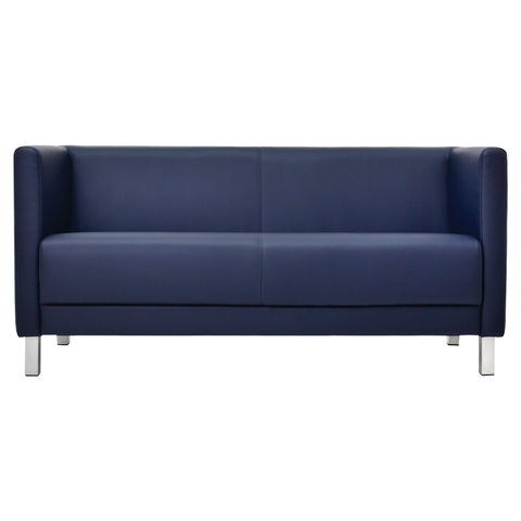 Диван мягкий трехместный "Атланта", "М-01", 1500х670х715 мм, c подлокотниками, экокожа, темно-синий