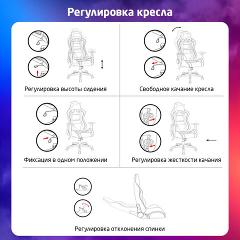 Кресло компьютерное BRABIX "GT Racer GM-100", две подушки, экокожа, черное/серое, 531926