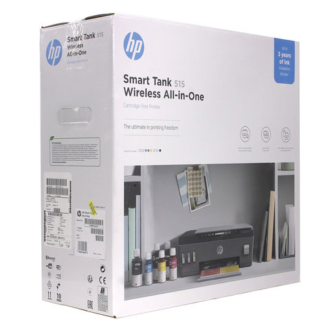 МФУ струйное HP Smart Tank 515 "3 в 1" А4, 11 стр./мин, 4800х1200, Wi-Fi, Bluetooth, сетевая карта, СНПЧ, 1TJ09A