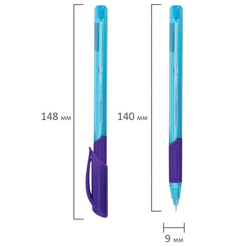 Ручка шариковая масляная с грипом BRAUBERG "Extra Glide GT Color", СИНЯЯ, трехгранная, игольчатый наконечник 0,7 мм, линия 0,5 мм, 144264