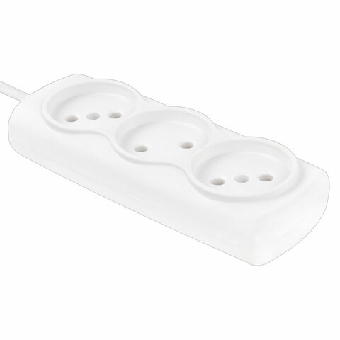 Удлинитель Р16-010, 3 розетки без заземления, 3 м, 2х0, 75 мм, 1300 Вт, белый, 563